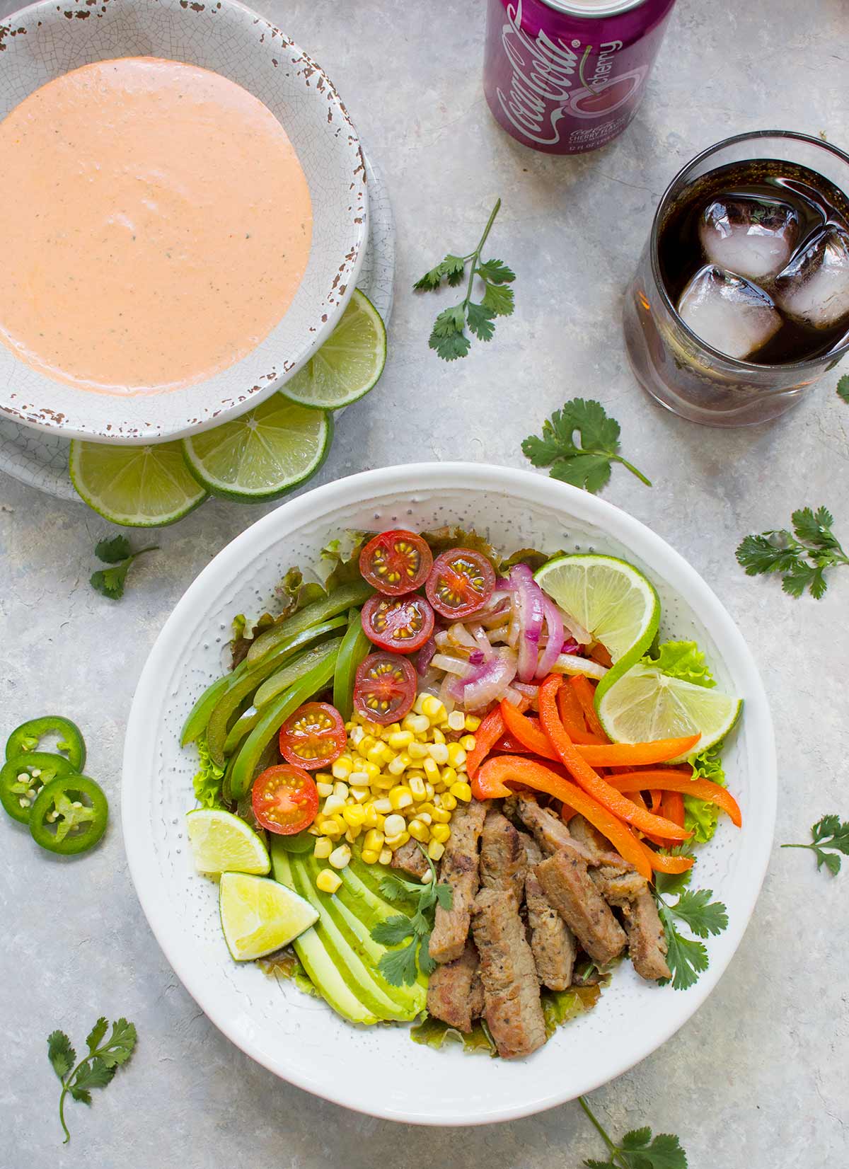 Beef Fajita Salad with Creamy Salsa Dressing