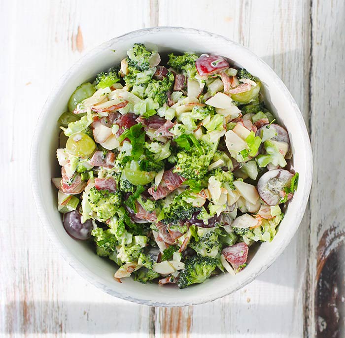 Broccoli Grape Salad Lightened Up