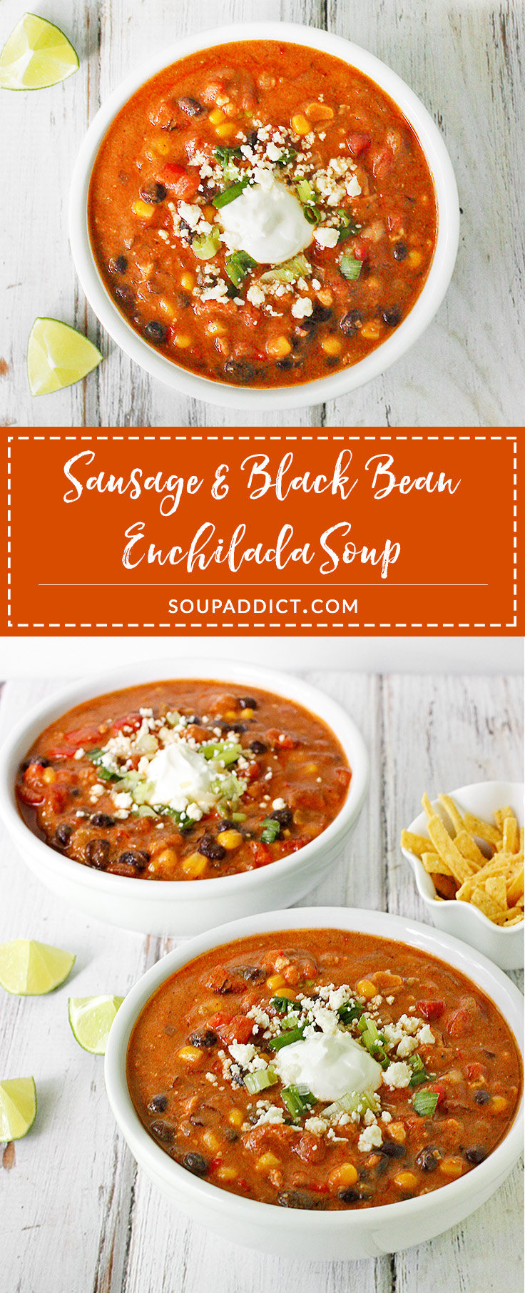 Sausage & Black Bean Enchilada Soup from Soupaddict.com Sausage & Black Bean Enchilada Soup from Soupaddict.com